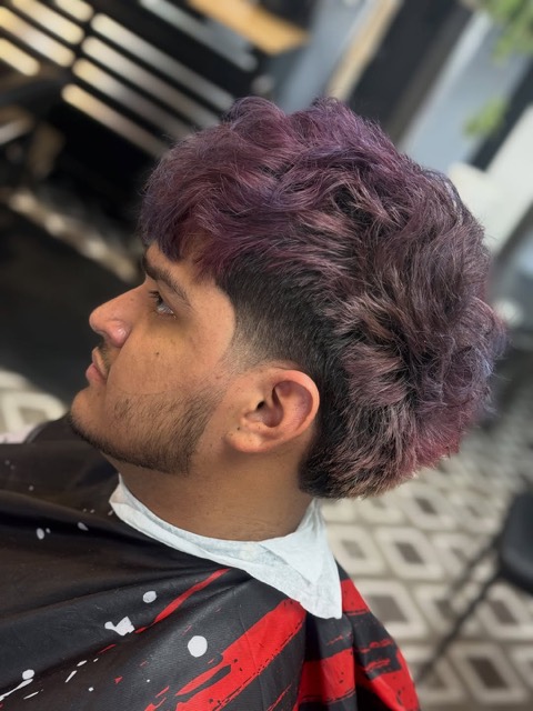 Vivid purple textured crop with closely tapered sides
